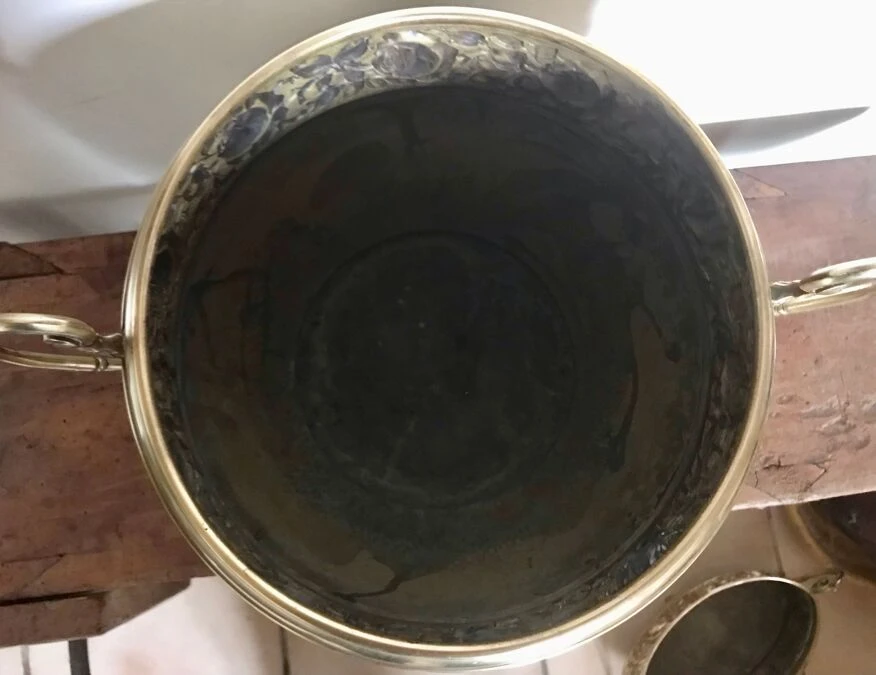 Lot De 3 Cache-pots Et Jardinière Art Déco En Laiton 7 Lot De 3 Cache-pots Et Jardinière Art Déco En Laiton – Image 5