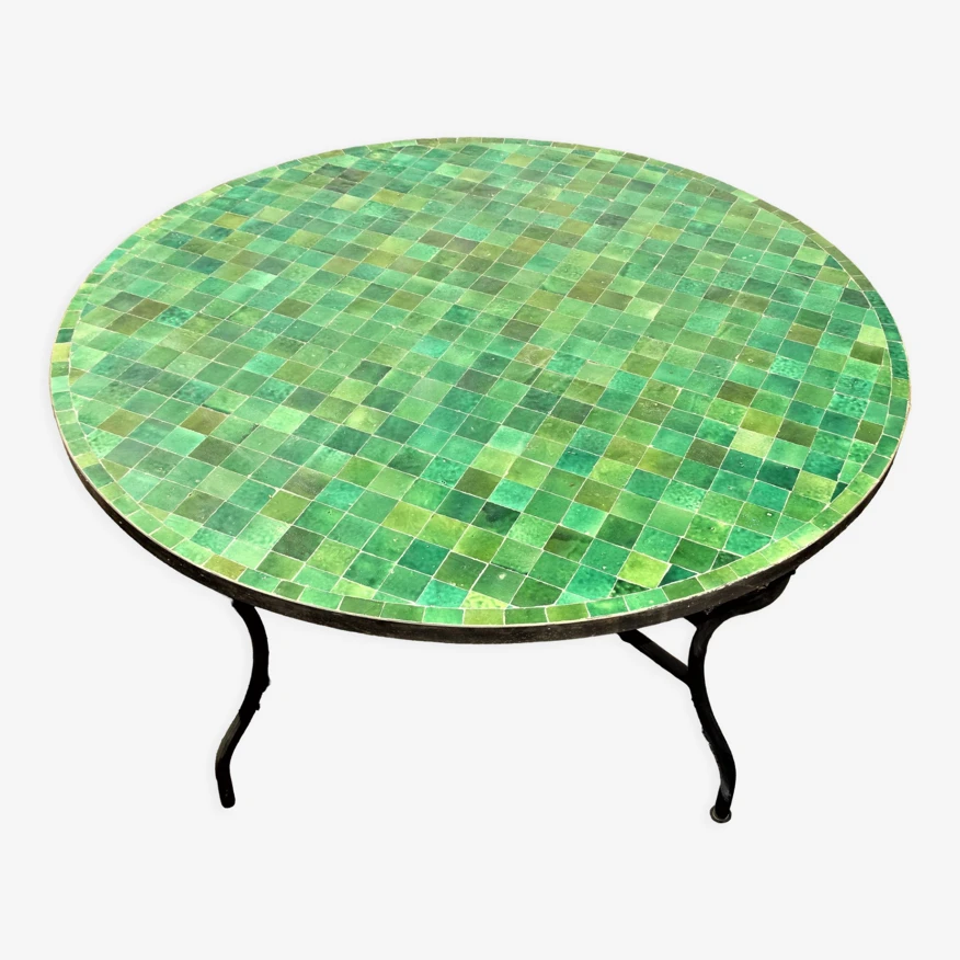 Table Zellige Ronde Verte De 130 Cm De Diamètre 3 Table Zellige Ronde Verte De 130 Cm De Diamètre