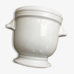 Cache Pot Moutardier Ou Saucière En Porcelaine Blanche
