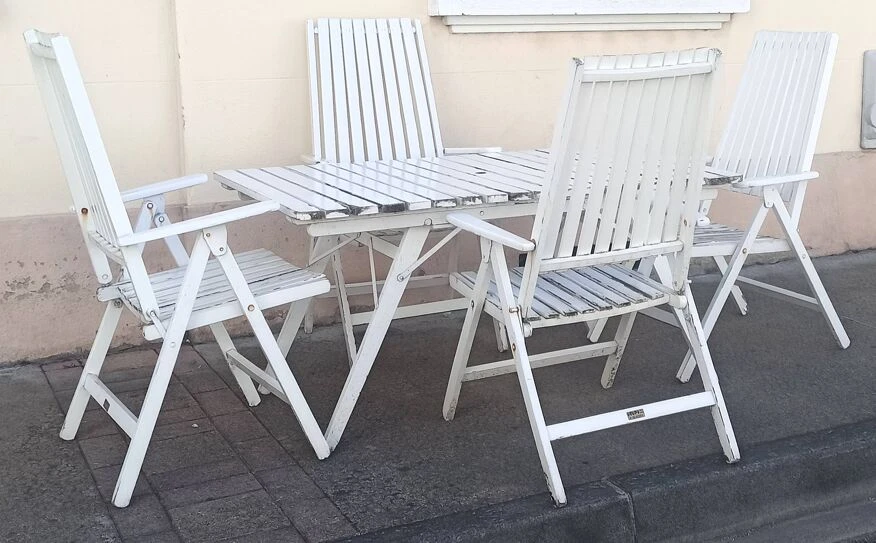 Ensemble De Jardin R. Gleizes 1 Table Et 4 Fauteuils Pliables Années 70 4 Ensemble De Jardin R. Gleizes 1 Table Et 4 Fauteuils Pliables Années 70 – Image 2