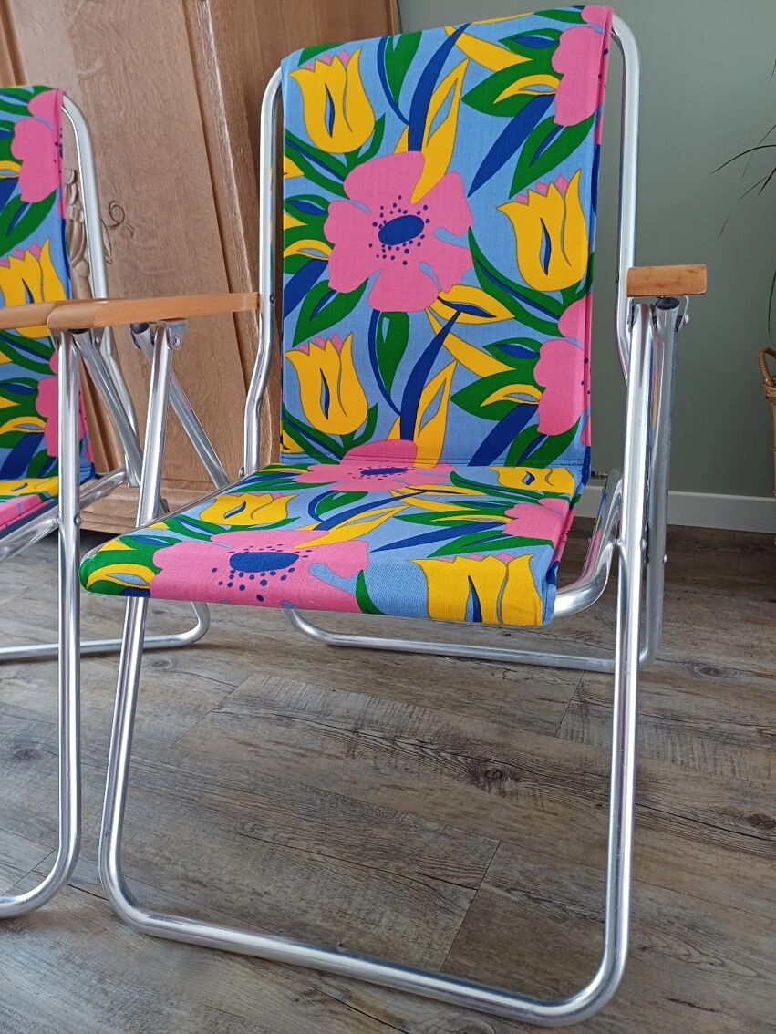 Chaises Pliantes Fleuries 5 Chaises Pliantes Fleuries – Image 3