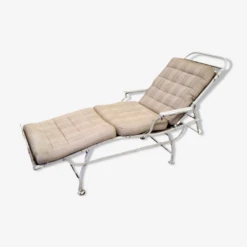 Chaise Longue D’infirmerie Originale En Acier, France Années 1930