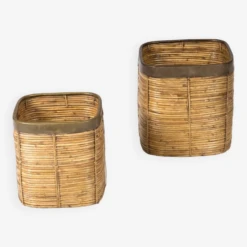 Cache Pot En Rotin, 1970s