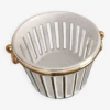 Cache Pot Ajoure Faience Malicorne Blanc Fil D'or