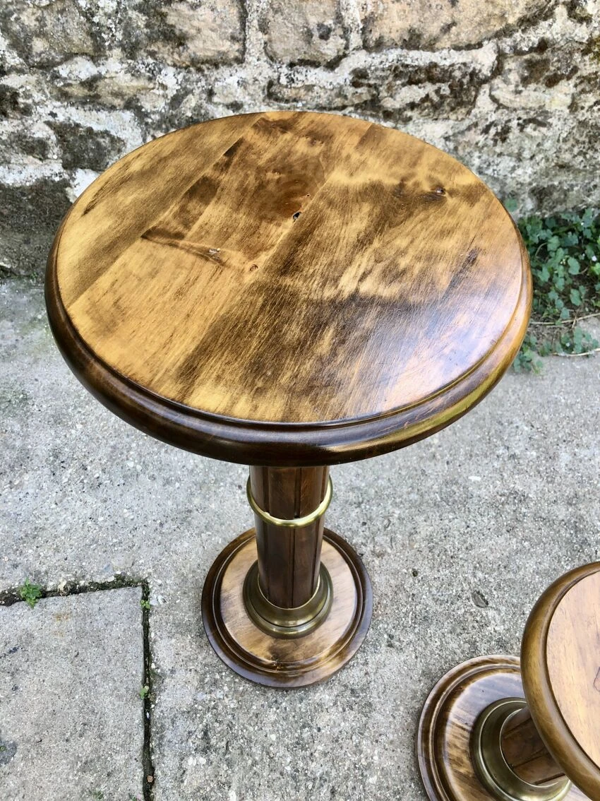 Lot De 2 Porte-plantes Colonnes En Bois Massif 7 Lot De 2 Porte-plantes Colonnes En Bois Massif – Image 5