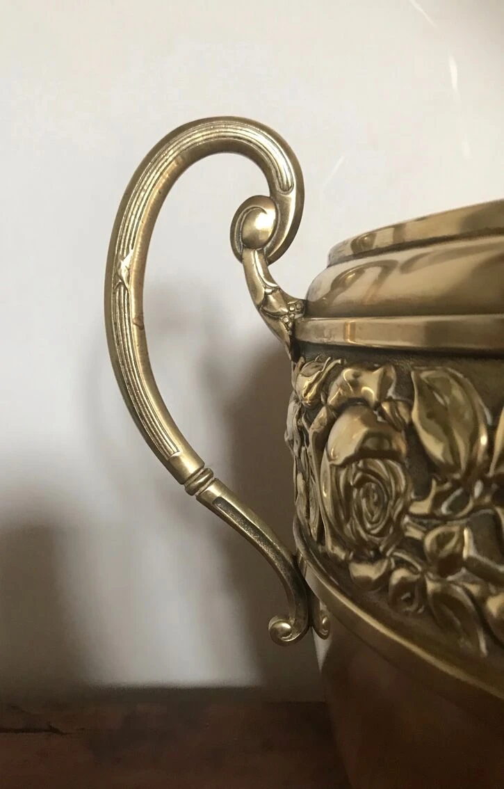 Lot De 3 Cache-pots Et Jardinière Art Déco En Laiton 6 Lot De 3 Cache-pots Et Jardinière Art Déco En Laiton – Image 4