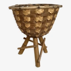 Cache Pot Tripode Bambou Paille