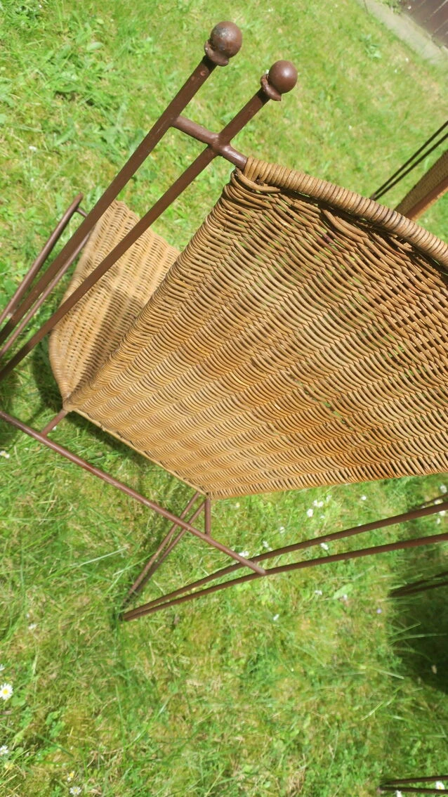 Ensemble De 4 Chaises De Jardin En Rotin Et Fer Par Frederick Weinberg, États-Unis Années 1950 20 Ensemble De 4 Chaises De Jardin En Rotin Et Fer Par Frederick Weinberg, États-Unis Années 1950 – Image 18