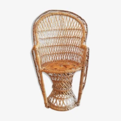 Fauteuil Deco Vintage Emmanuelle Osier Rotin Pour Ou Plante