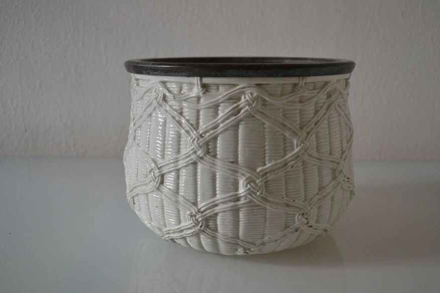 Cache Pot Vintage Céramique à L'imitation De L'osier 5 Cache Pot Vintage Céramique à L'imitation De L'osier – Image 3