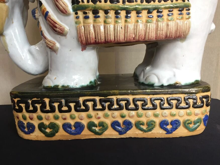 Grand Elephant Terre Cuite Vernissee Emaillee Ceramique De Chine Art Déco 8 Grand Elephant Terre Cuite Vernissee Emaillee Ceramique De Chine Art Déco – Image 6