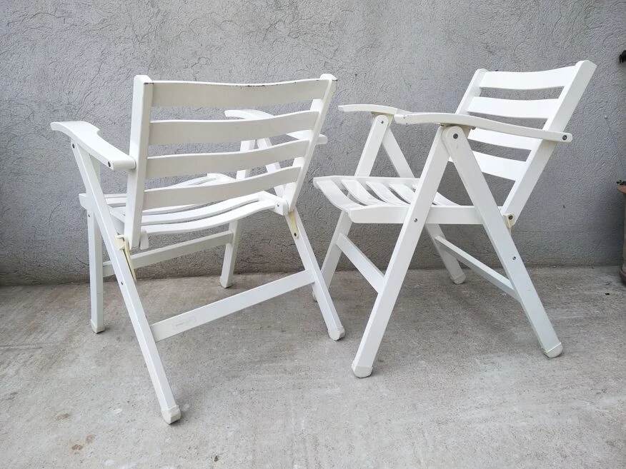 Fauteuils De Jardin Pliants En Bois Foppapedretti Vintage Italie 18 Fauteuils De Jardin Pliants En Bois Foppapedretti Vintage Italie – Image 16